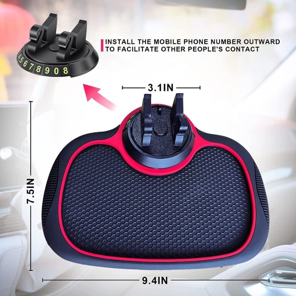 Bil Phone Holder Pad Bil Anti-Slip Mat Dash Phone Mount Black&Red