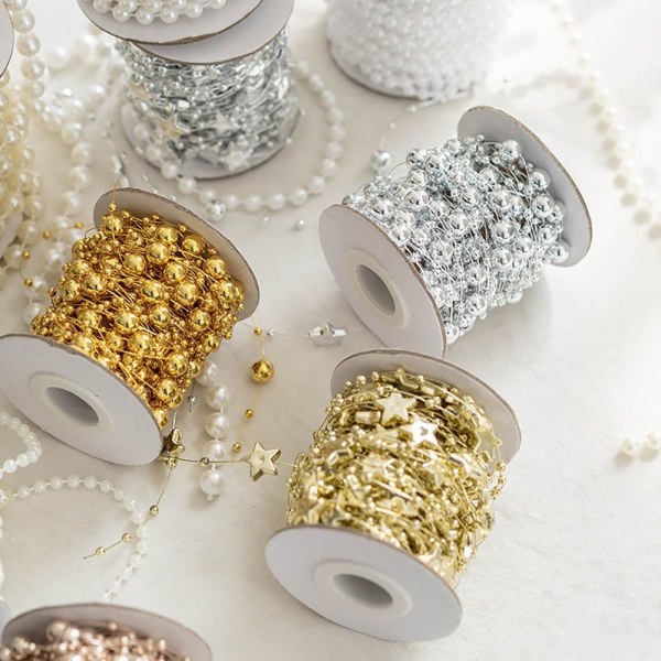 Kunstige Perler Perler Kæde Perlestreng Garland GULD gold beads-10m-beads-10m