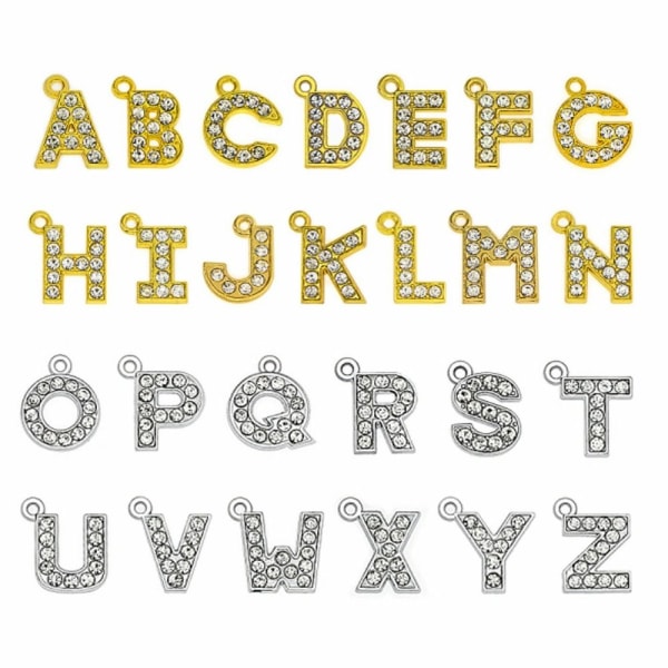 A-Z Letter Charms Rhinestone Alphabet Charms A-Z Letter Charms