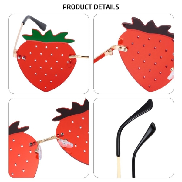 Strawberry Solbriller Rimless Solbriller RØD Red