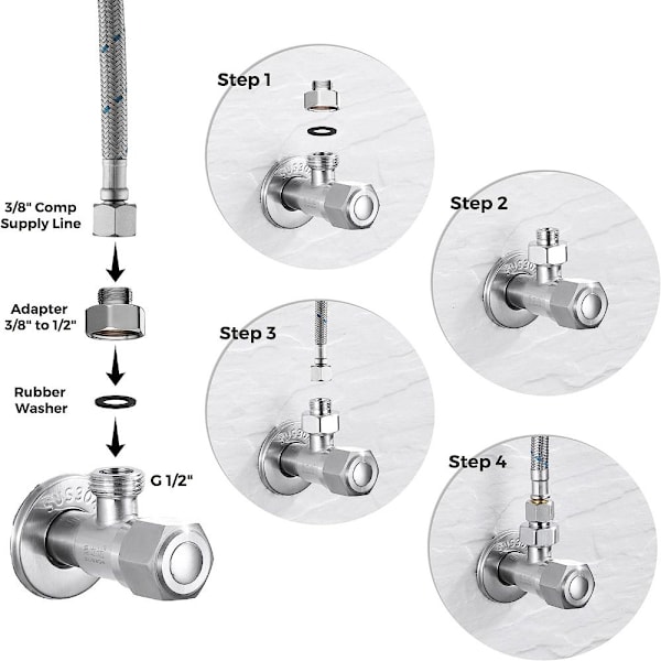 4 kpl 1/2–3/8 vesijohdon sovitin Vesiletkun sovitinputki 4 pcs