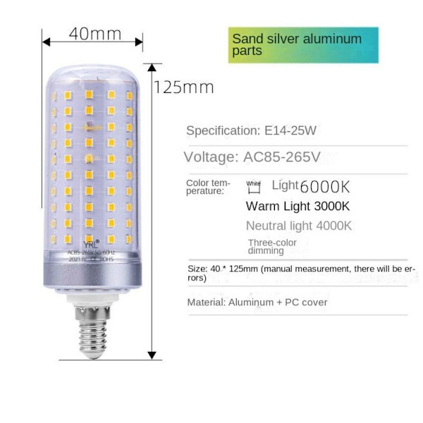 Maissipolttimo LED maissipolttimo E27-40WSLIVER SLIVER E27-40WSliver