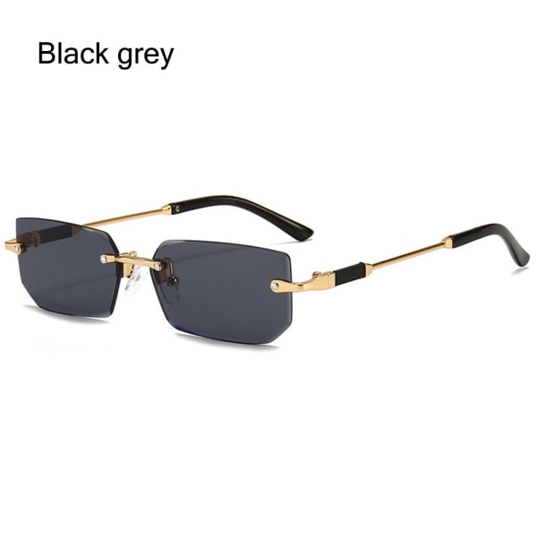 Rammeløse rektangelsolbriller Rammeløse solbriller SVART GRÅ Black grey