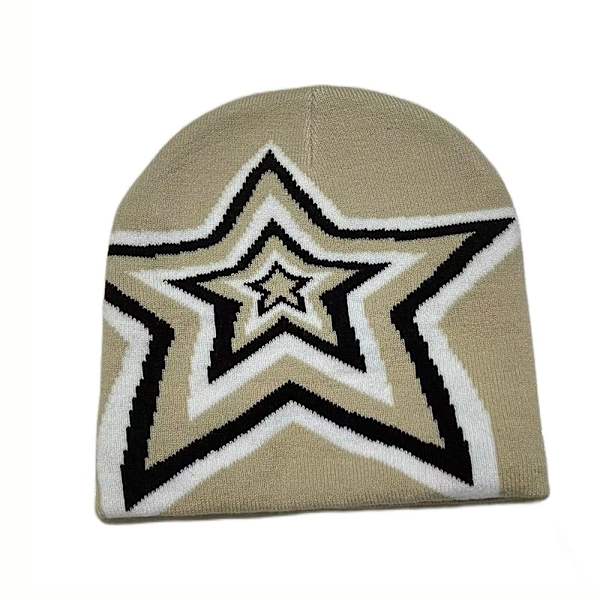 Knitting Cap Hat Beanie Bonnet BEIGE&COFFEE beige&coffee
