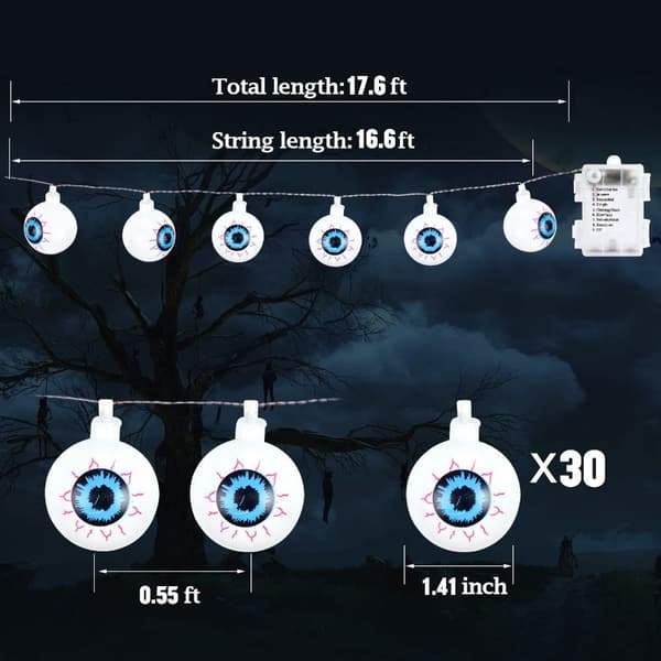 Eyeball String Lights Halloween Lights PUNAINEN Red
