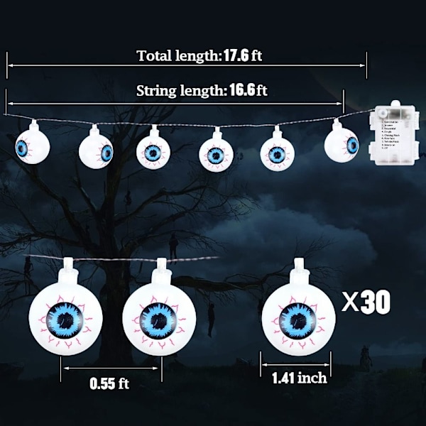 Eyeball String Lights Halloween Lights RÖDA Red