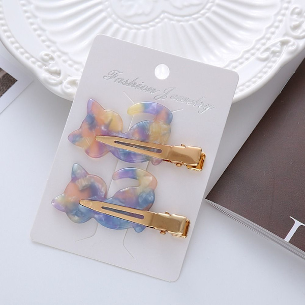 4 kpl Cat Shape Traceless Barrettes asetaattihiusklipsit 2 2 2