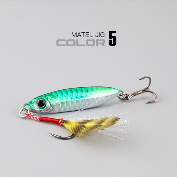 5 st/Låda Fjäder Metall Fiskedrag Jigbete 10G MED LÅDA 10G 10g with Box