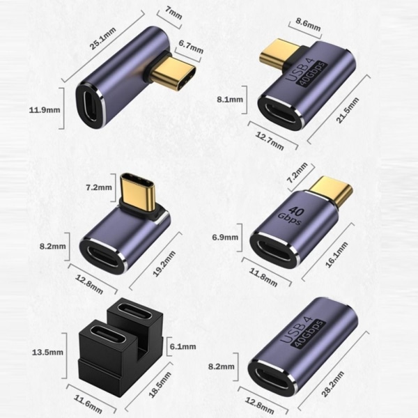 OTG Adapter USB C til Type C M TIL F VERTIKAL BØJ M TIL F M to F Vertical Bend