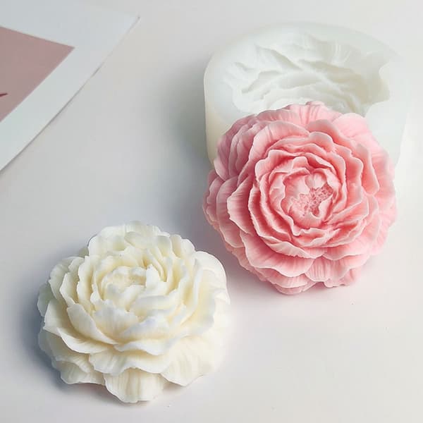 Pæon Silikone Lysform Blomsterform HVID White