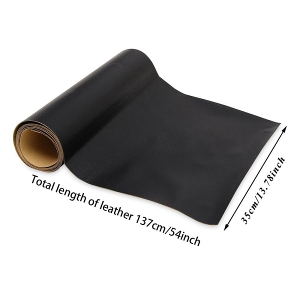 35x137cm Sofa Skinn Reparasjonstape Selvklebende lapp black