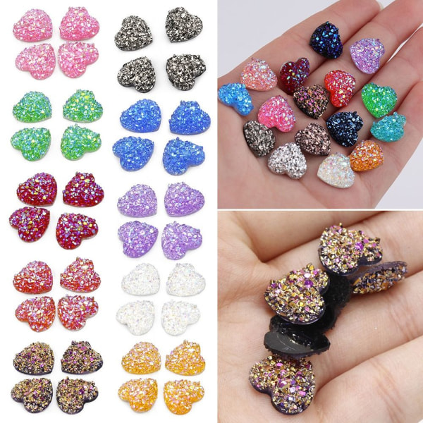 12 mm 100 st Glitter Heart Rhinestone Flatback Applique 10 10 10