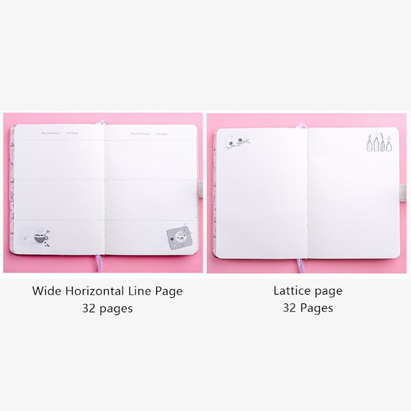 224 sidor Barn Söt Notebook Planner Agenda Anteckningar Bok E