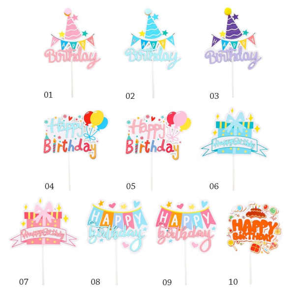 10 kpl Cake Topper Kakkukoristelippu 01 01 01