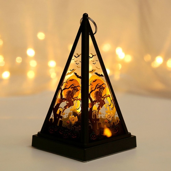 Ljuslykta med LED-lampa i pumpaform för Halloween, hängande