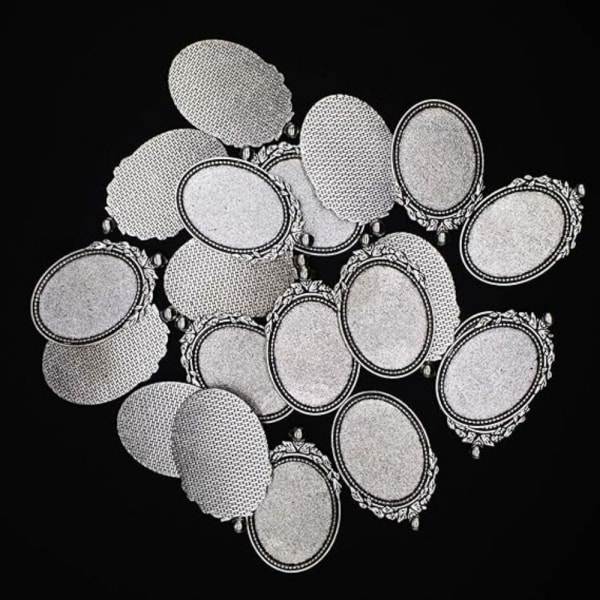 20st 30*40MM Oval Bezel Charm Silver Base