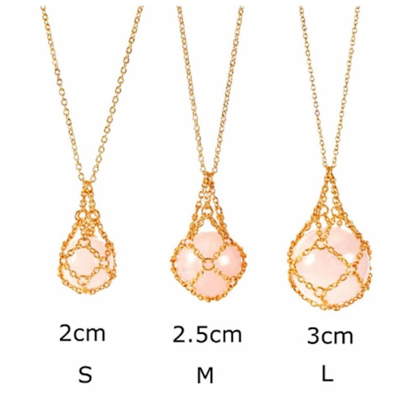 Crystal Holder Cage Necklace Crystal Net Metal Necklace GOLD L Gold L