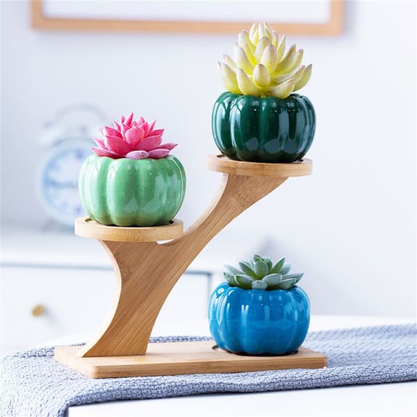 Keramiska pumpa blomkrukor Nursery Basin BLÅ blue
