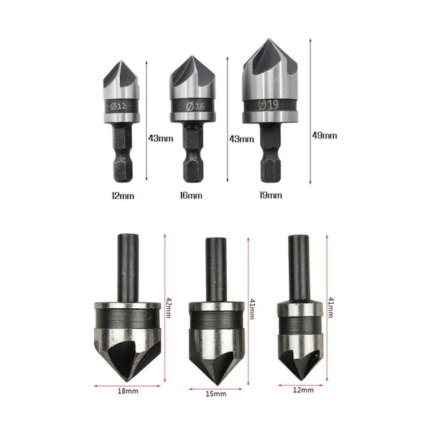 Forsenkende borkrone Avfasing Cutter HEX HANDLE HEX HANDLE Hex handle
