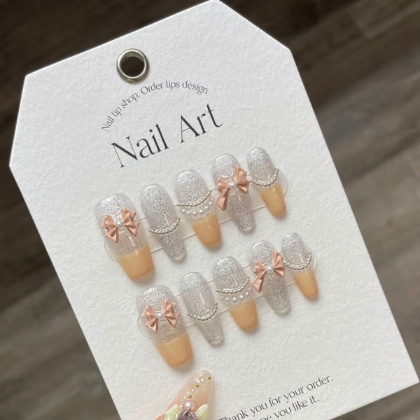 10 st Fransk rosett Handgjorda naglar Pure Manual False Nail S S