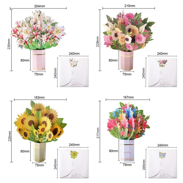 3D pop-up buket papir blomster ROSE ROSE Rose