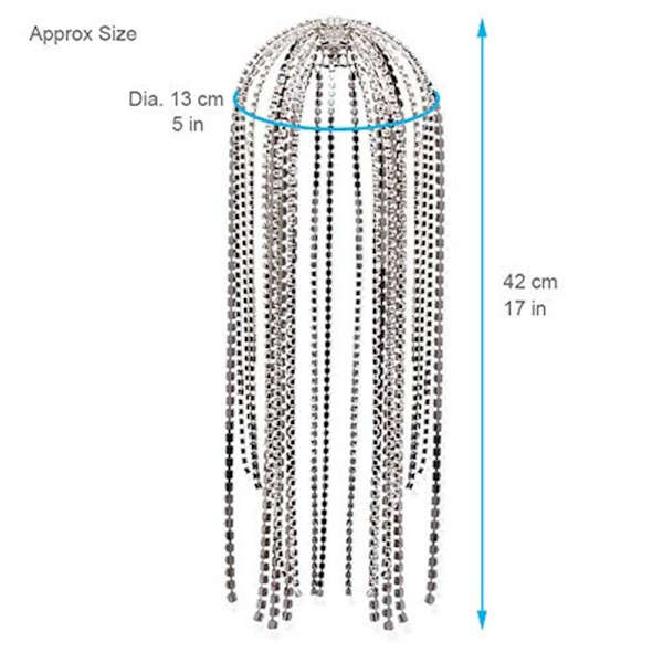 Rhinestone Head Chain Huvudbonad Crystal Chain Pannband SILVER silver