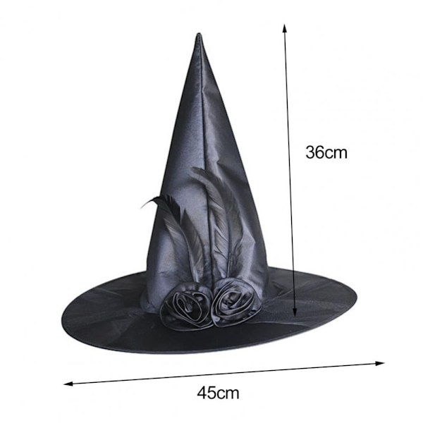 Halloween heksehat Feather Wizard hat SORT black