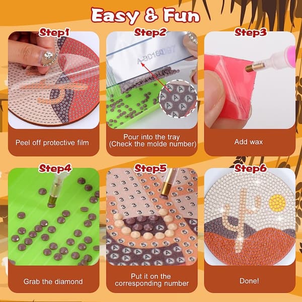 8 kpl Timanttitaidemaalauslasinaluset Diamond Art Kits Boho Style