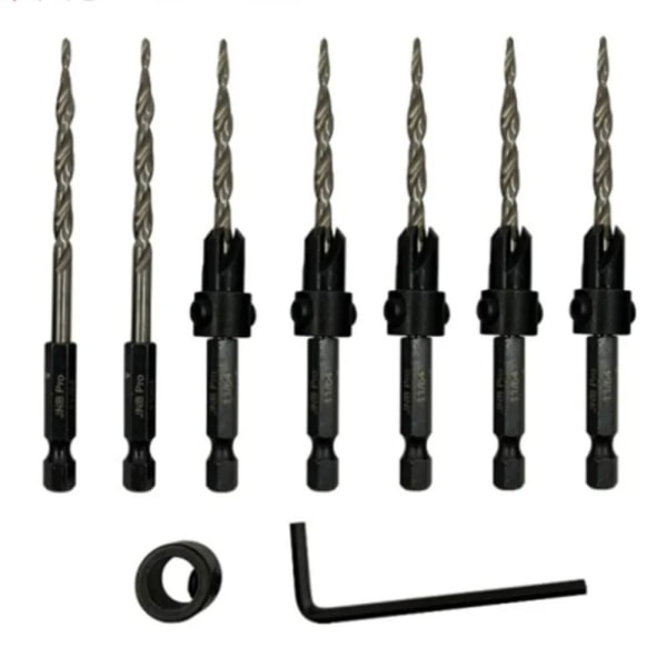 9 STK Countersink Drill Bit Set Koniske Drill Bits Counter