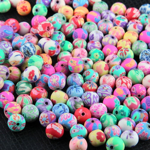 Farverige Craft Beads Runde Clay Beads Runde Polymer Clay Beads