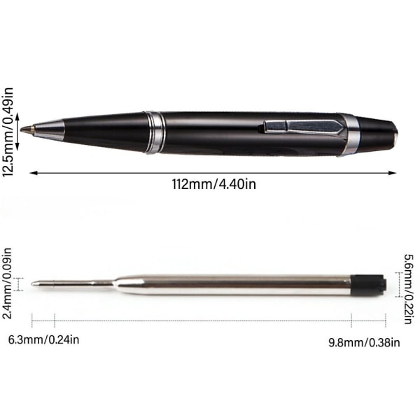 2STK Pocket Pen Kuglepen SORT PEN SORT PEN Black Pen