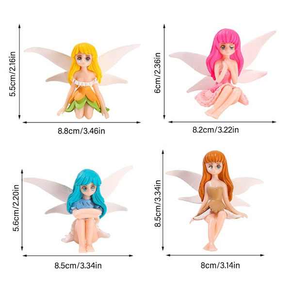 4 STK/ Set Flower Fairies Figurine Spirit Statyer sprida vingar