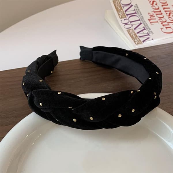 Flätad Twist Pannband Beaded Hårband Hårbåge