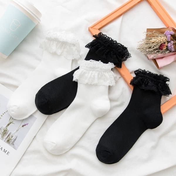 Spets Korta strumpor Princess Socks SVART Black