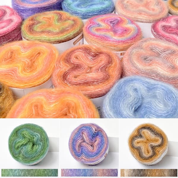 250M Regnbue Mohair Garn Gradient Farve Kage Garn 04 04 04