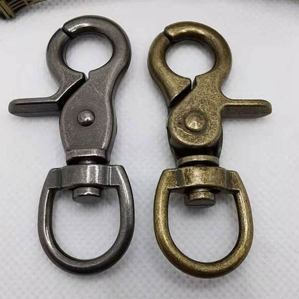 2 st Metall Snap Hook Dragspännen BRONS Bronze