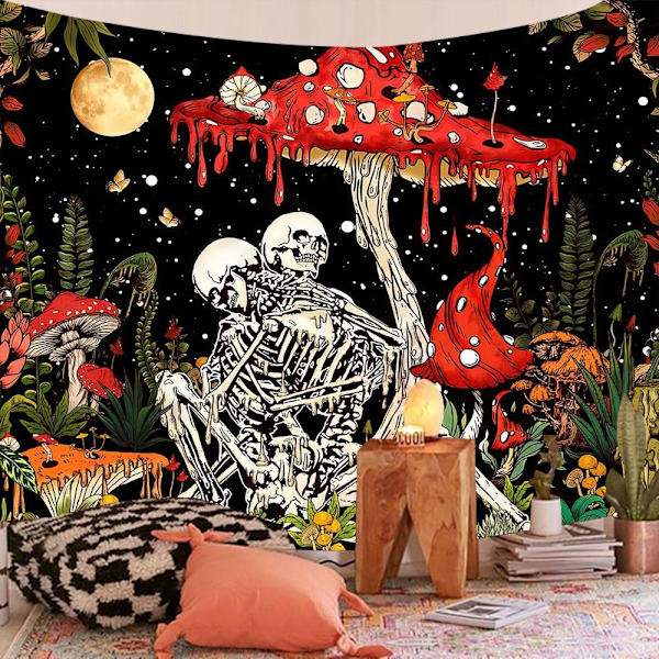 Skull Mushroom Tapestry Party Hanging Cloth Skeleton Home