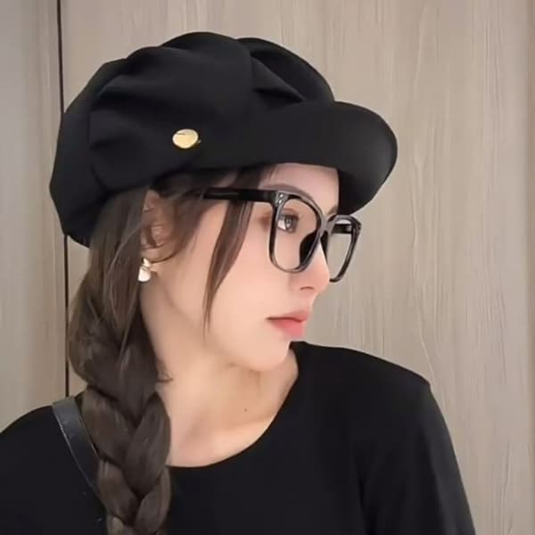 Octagonal Hat Newsboy Hatut MUSTA Black