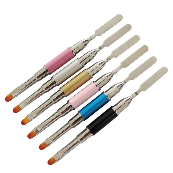 Dual-Ended Nail Art Brushes Gel Extension Builder SILVER SILVER