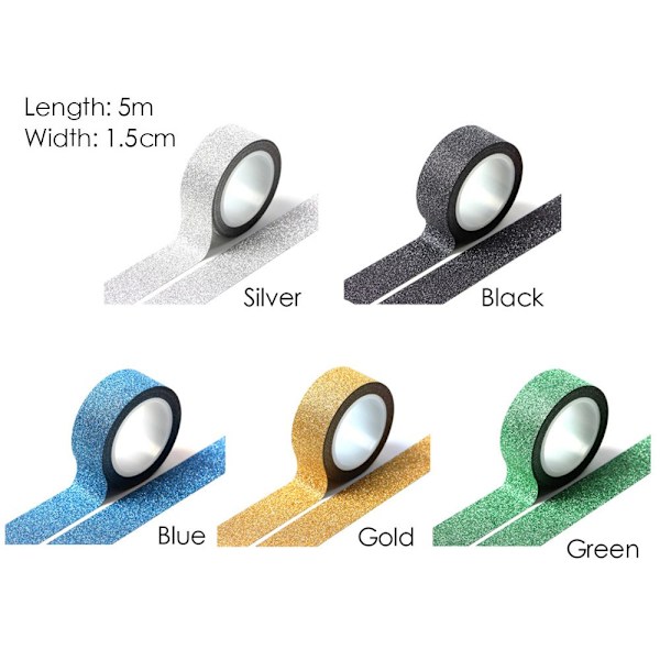 5 Rulla Glitter Film Tape Sparkle Teippi MUSTA 5ROLL 5ROLL Black 5Roll-5Roll