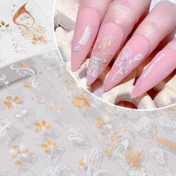 Nageldekaler 3D Bronzing Blommor CJ-048 CJ-048