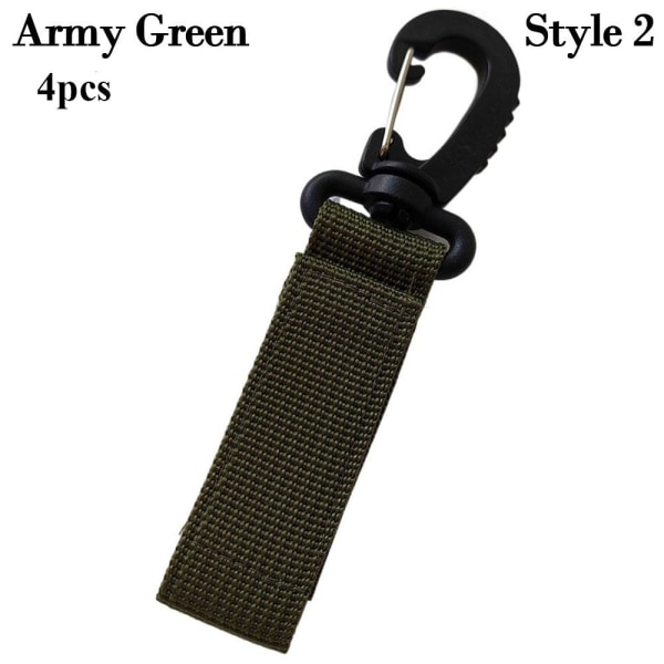 4 stk Webbing Rygsæk Strap Quickdraw karabinhage ARMY GREEN Army Green Style 2-Style 2
