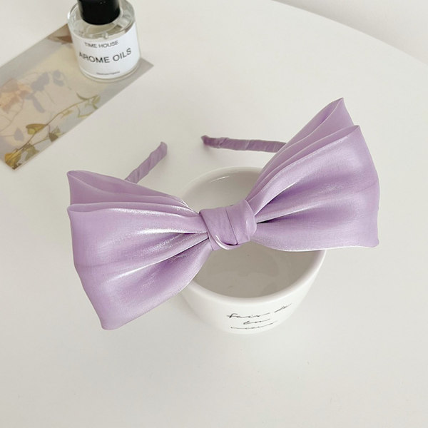 Mesh Bow Hårbånd Bright Silke Pandebånd LILLA purple
