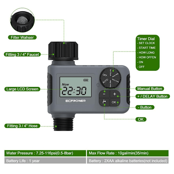Sprinkler Timer Vann Timer Slange Kran Timer