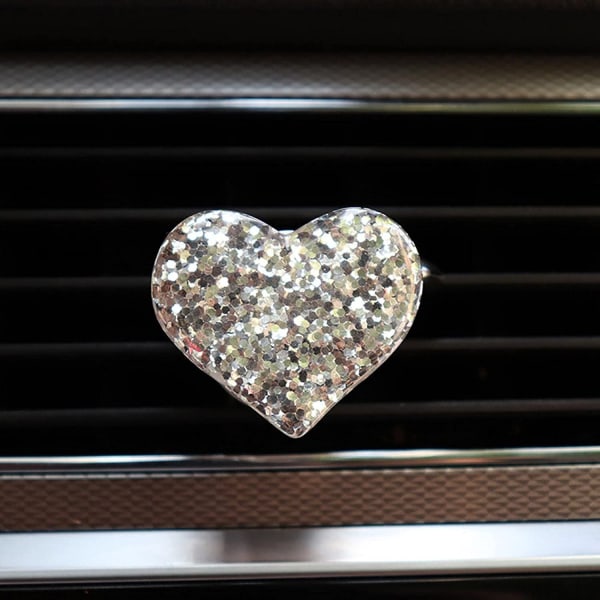 Air Vent Clip Heart Shape SILVER silver