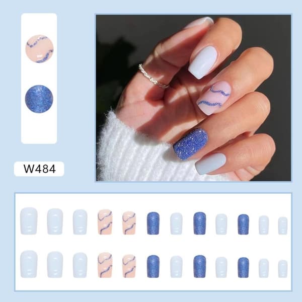24st False Nails Long Square W484 W484 W484