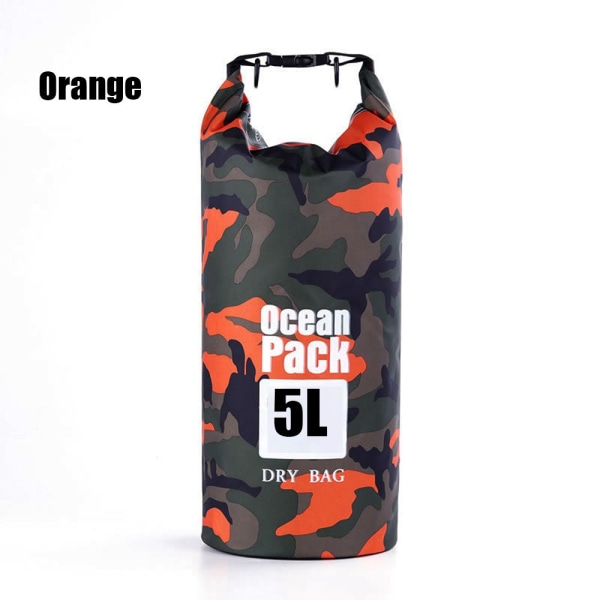 Vattentät torrväska strandbadväskor River Ocean ryggsäck Orange 5L