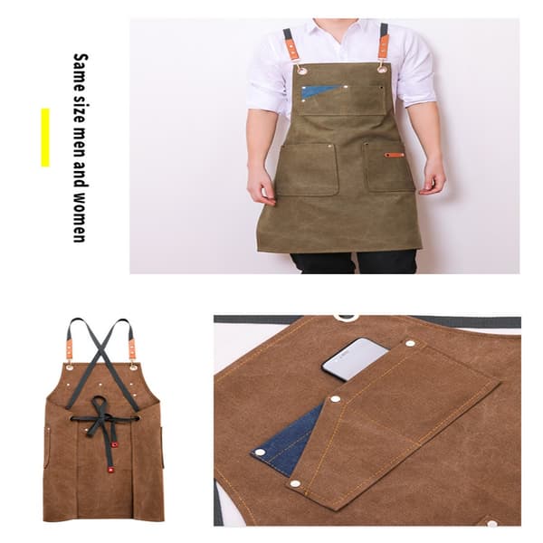 Canvas Denim Förkläde Barista Förkläde Vattendroppsresistent