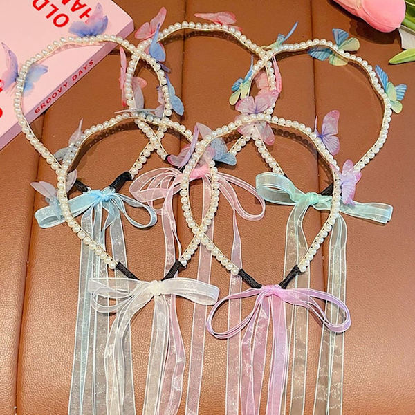 2kpl Butterfly Hiusnauhat Pearl Hiusnauha STYLE 3 STYLE 3 Style 3