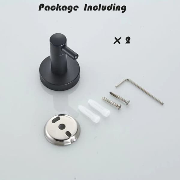 2 Stk Håndkleholder Nøkkelkrok SORT SORT Black